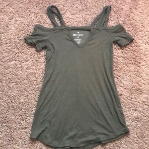 AE Soft & Sexy Ribbed Open-Shoulder Top